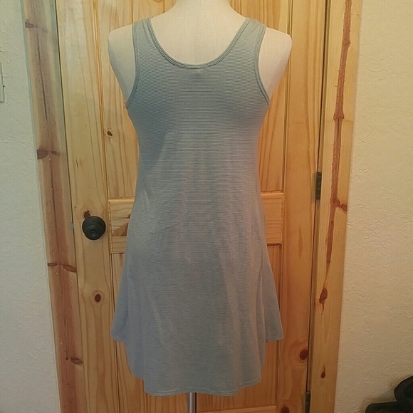 Nau NWT Astir Tank Dress Womens XS Grey White Striped Scoop Neck A-line Knit - Picture 4 of 8